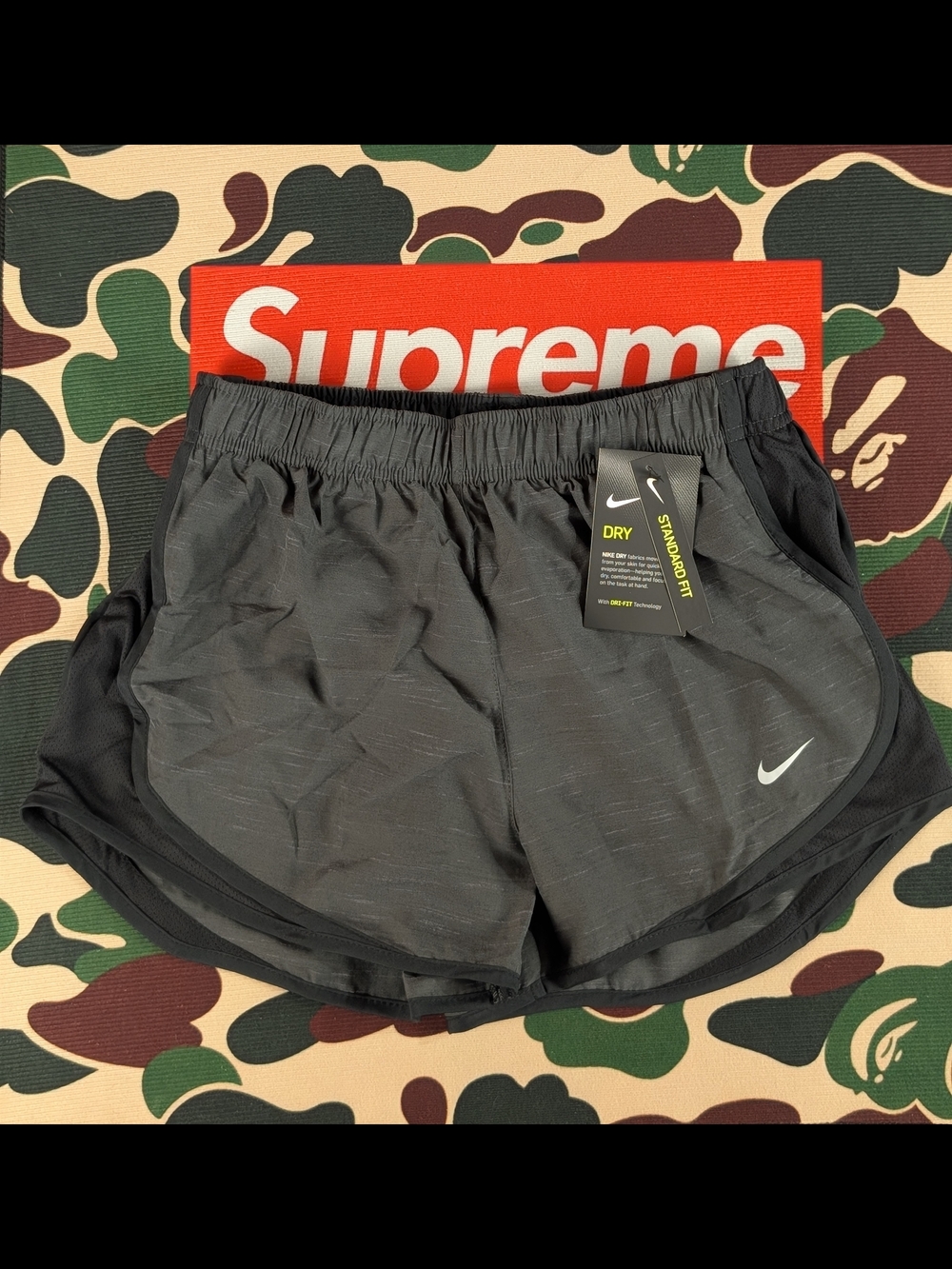NWT Nike Tempo Running Shorts Women's size S Black Gray
